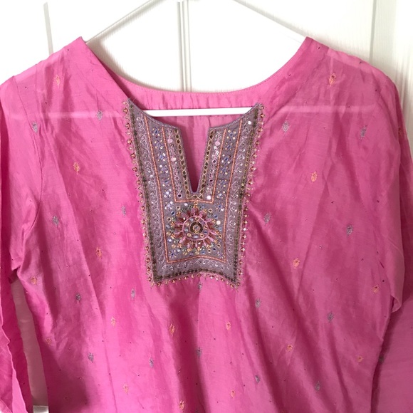 Pink Silk Indian Style Top - Picture 2 of 2
